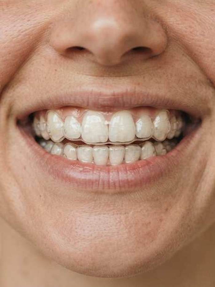Alineador invisible colocado en los dientes